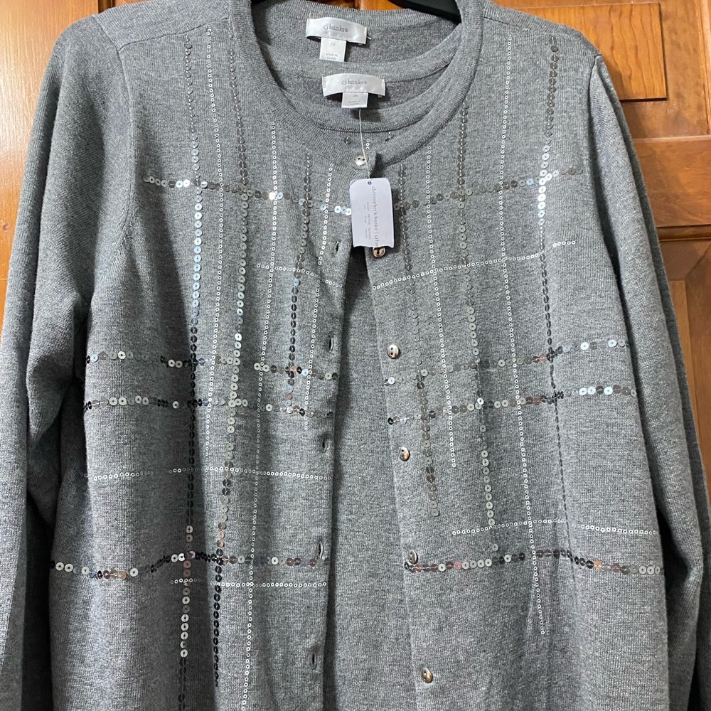 NWT. CJ Banks gray twin set. 2X